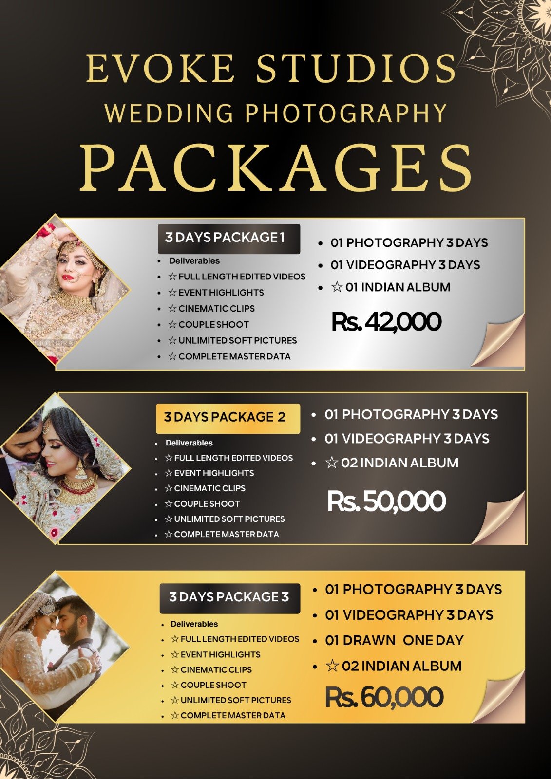 Evoke Studios wedding photography packages